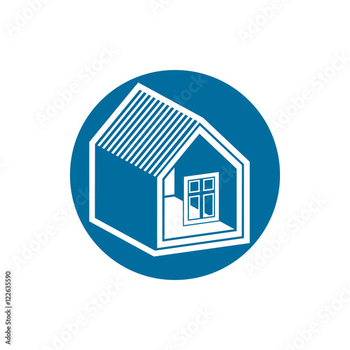 Real estate icon, vector abstract house. Property developer symb