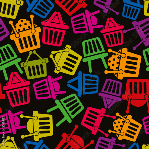 Shopping basket icons seaml...