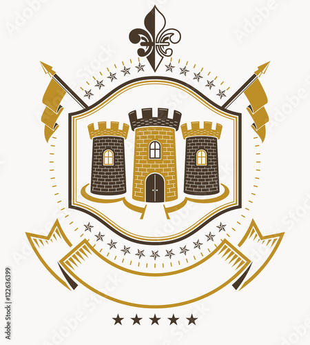 Heraldic design, vector vintage emblem.