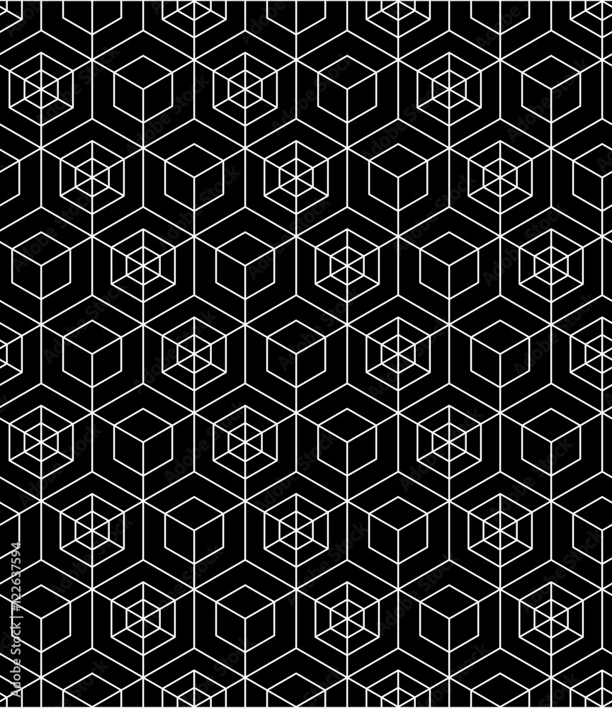 Geometric seamless pattern, endless black and white vector regul Geometric seamless pattern, endless black and white vector regul