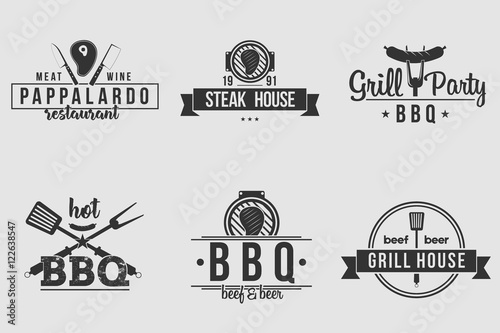 BBQ logos white and black
