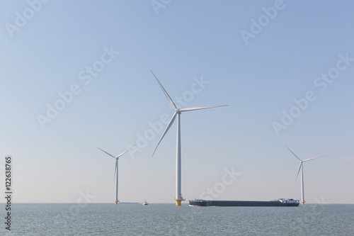 Windturbines in the water producing alternative energy with a p