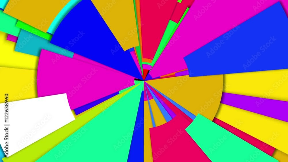 A 10 second loop of abstract multi colored shapes radiating outward.