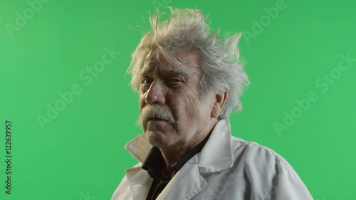 Mad scientist on green screen