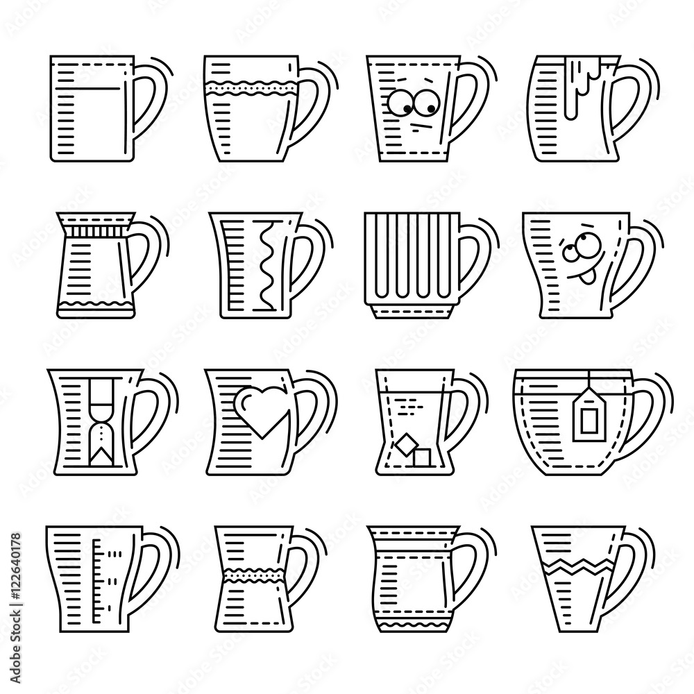 Fotografie Icons set of different cups.