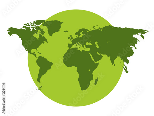 The continents of the planet  environmental protection  green planet on a white background. Vector illustration.