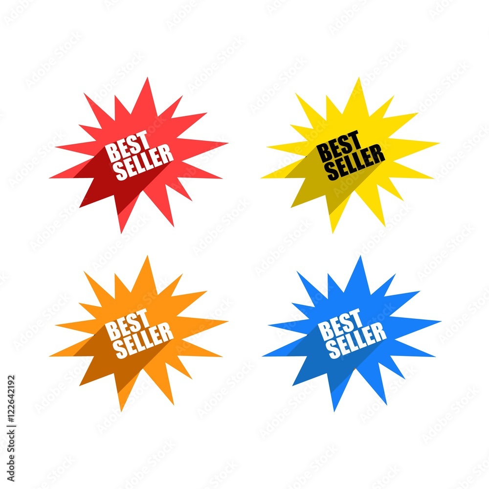 Best Seller Labels with Long Shadow Best Seller Labels with Long Shadow