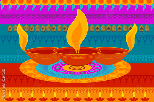 Happy Diwali festival background kitsch art India