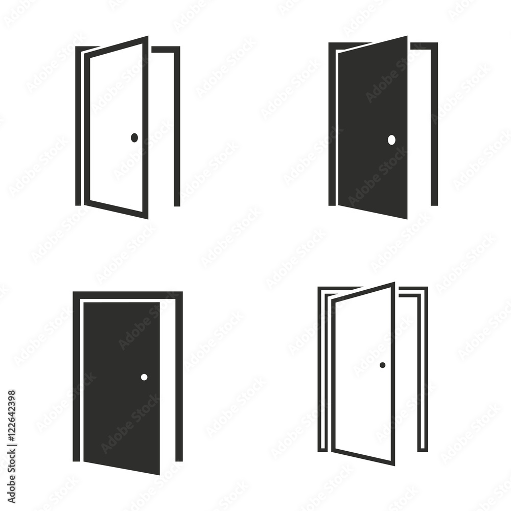 Door icon set. Door icon set.