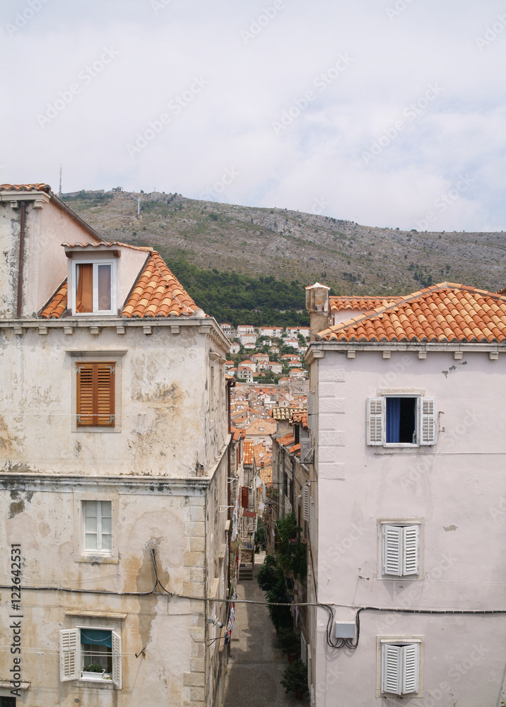 dubrovnik, Croatia, 06/06/2016 Dubrovnik old town croatia, roof top view and mountains