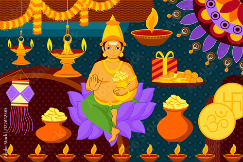 Happy Diwali festival background kitsch art India photo