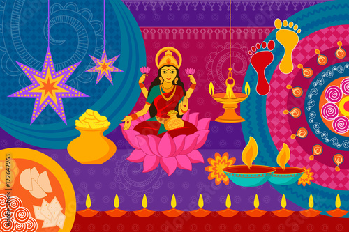 Happy Diwali festival background kitsch art India