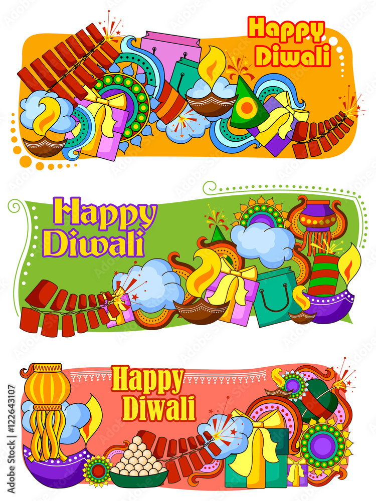 India festival of Lights Happy Diwali doddle background