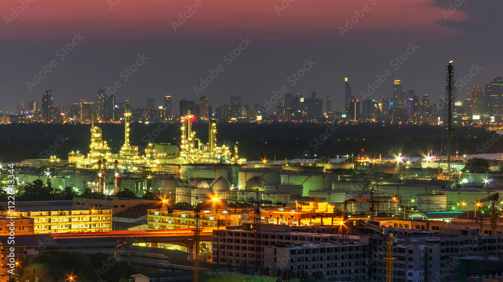 Panorama view of oil refinery factory