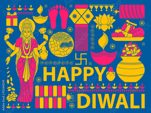 Happy Diwali festival background kitsch art India