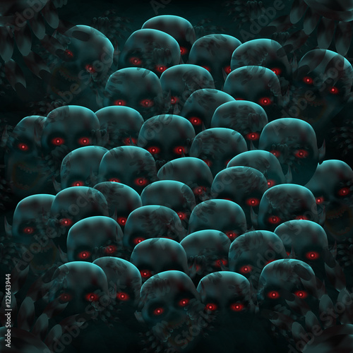 Crowd of the isolated zombies