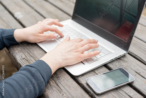 laptop and smartphone business close up