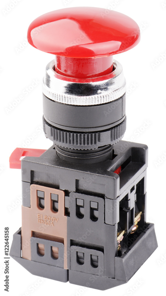 Red button switch isolated