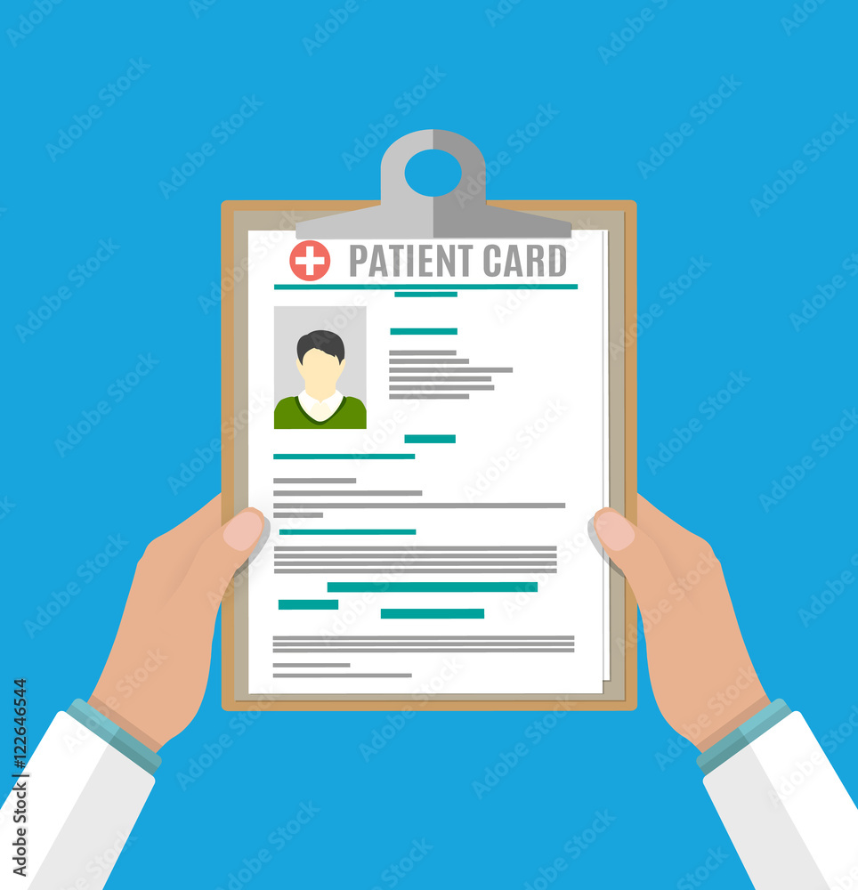 Clipboard in doctors hand. medical report analysis Clipboard in doctors hand. medical report analysis