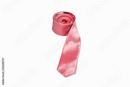 Pink neck tie isolated on white background. photo