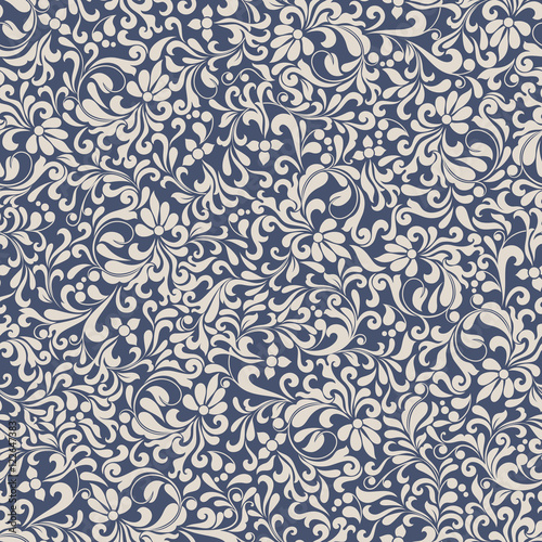 Seamless background of blue color in the style of baroque