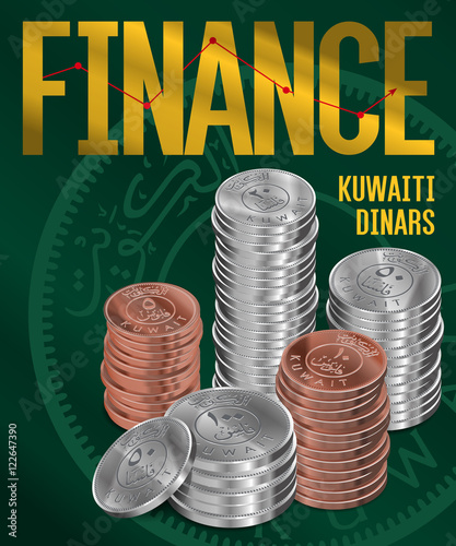Kuwaiti Dinars Coins Stacks Cover Poster Design