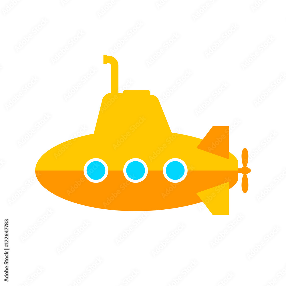 Obraz premium Yellow submarine vector icon on white background