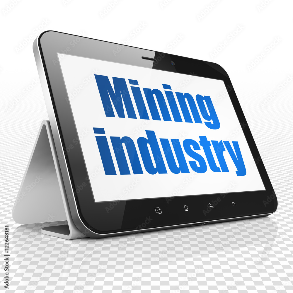 Manufacuring concept: Tablet Computer with Mining Industry on display