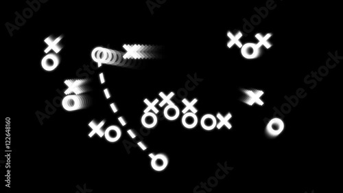 An animated football playbook that reveals on, and reveals off. HD1080.