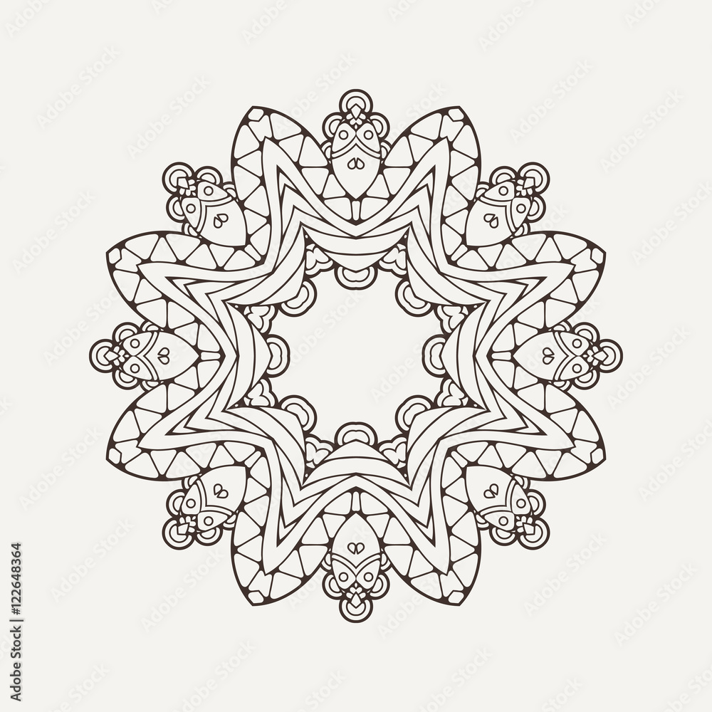 Fototapeta premium Vector mandala. Mehndi lace tattoo. Oriental weave.