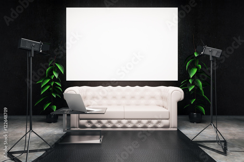 Dark interior with billboard