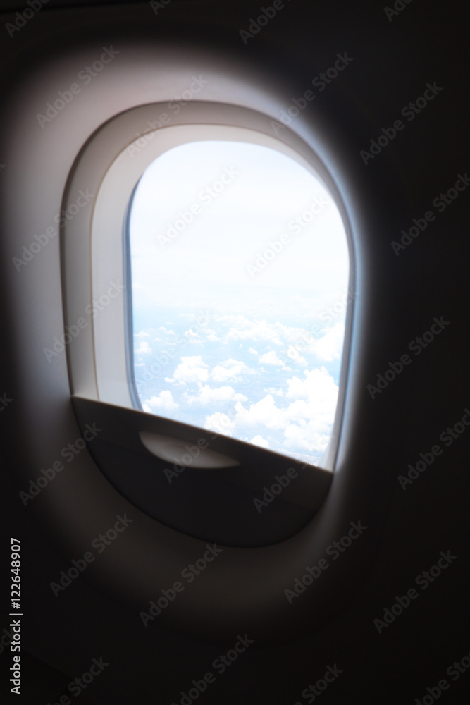 Clouds in the aircraft's porthole Clouds in the aircraft's porthole