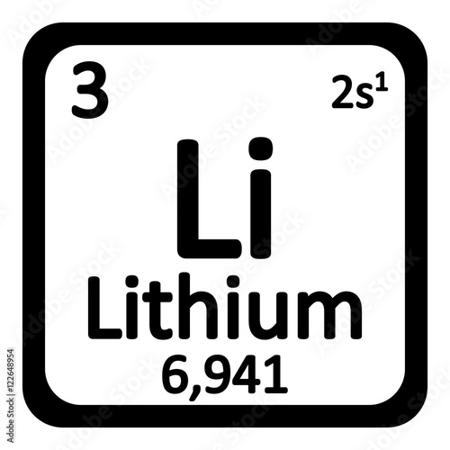 Periodic table element lithium icon.