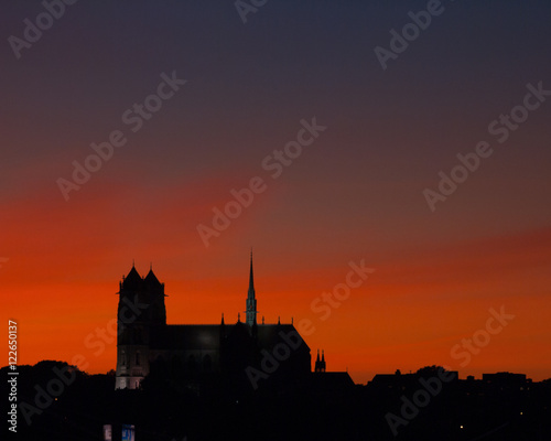 Newark cathedral at sunset