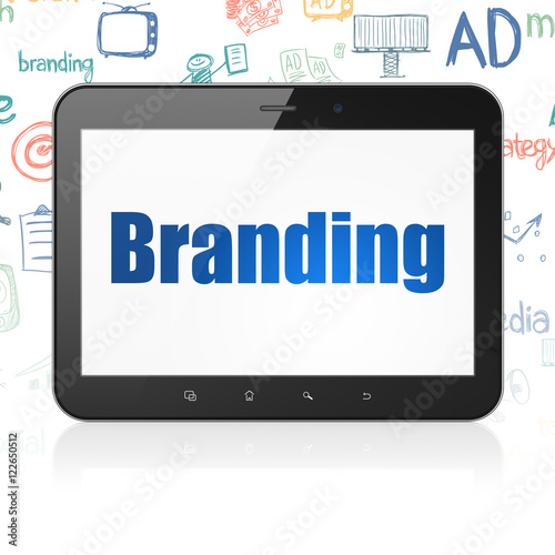 Advertising concept: Tablet Computer with Branding on display