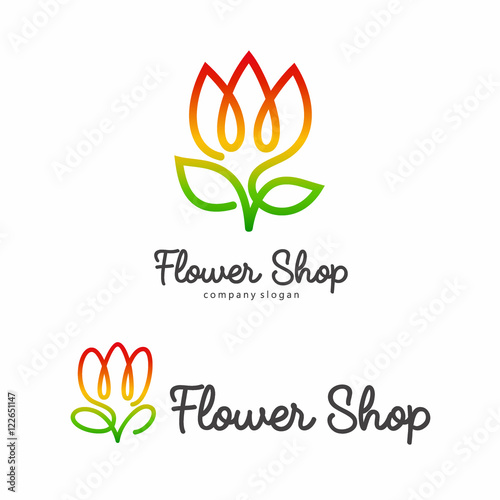 Vector flower symbol. Line logo for a flower shop. 