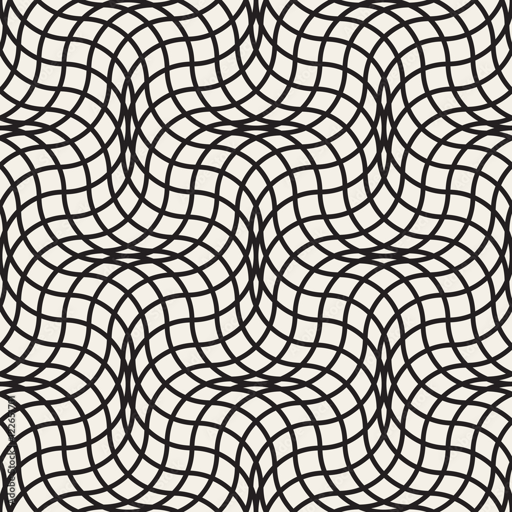 Vector Seamless Black and White Wavy Lines Lattice Pattern Vector Seamless Black and White Wavy Lines Lattice Pattern