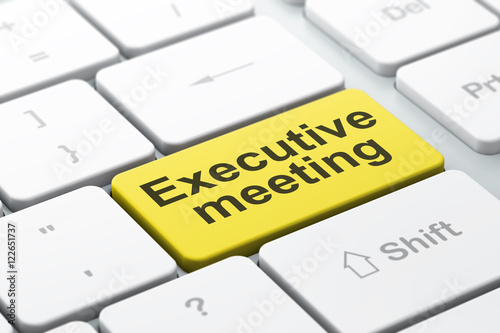 Finance concept: Executive Meeting on computer keyboard background