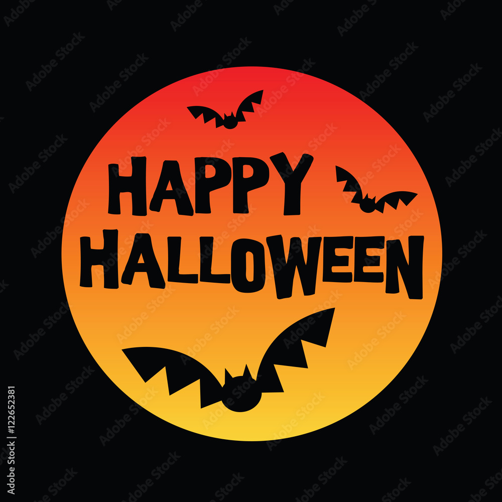 Happy Halloween moon and bats