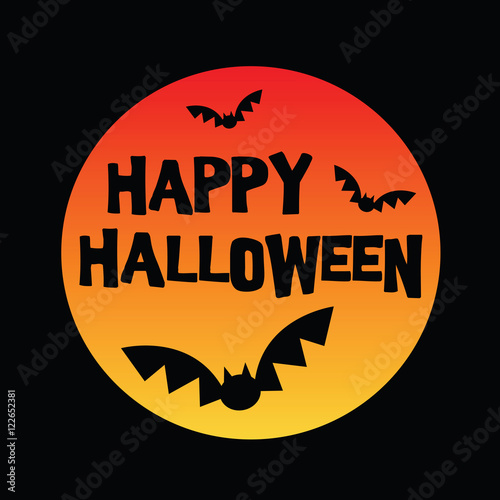 Happy Halloween moon and bats