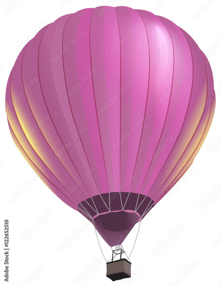 Obraz premium Pink big air balloon with basket flies