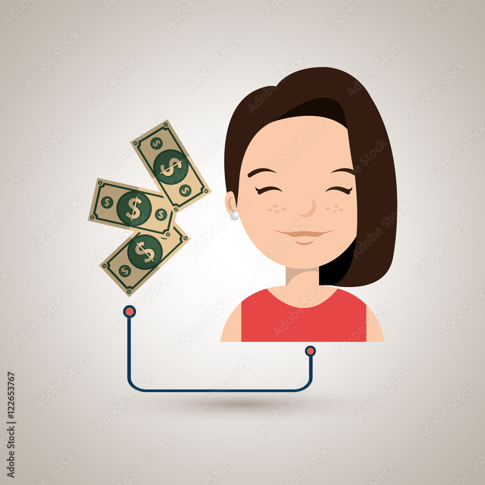 woman cartoon bills money dollar vector illustration eps 10 woman cartoon bills money dollar vector illustration eps 10