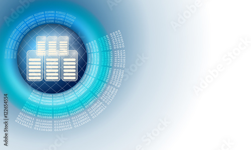 Vector abstract background with circular binary code and data st