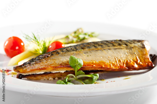 Smoked Fish with Vegetable Garnish