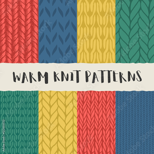 Set of 8 decorative knit seamless patterns.