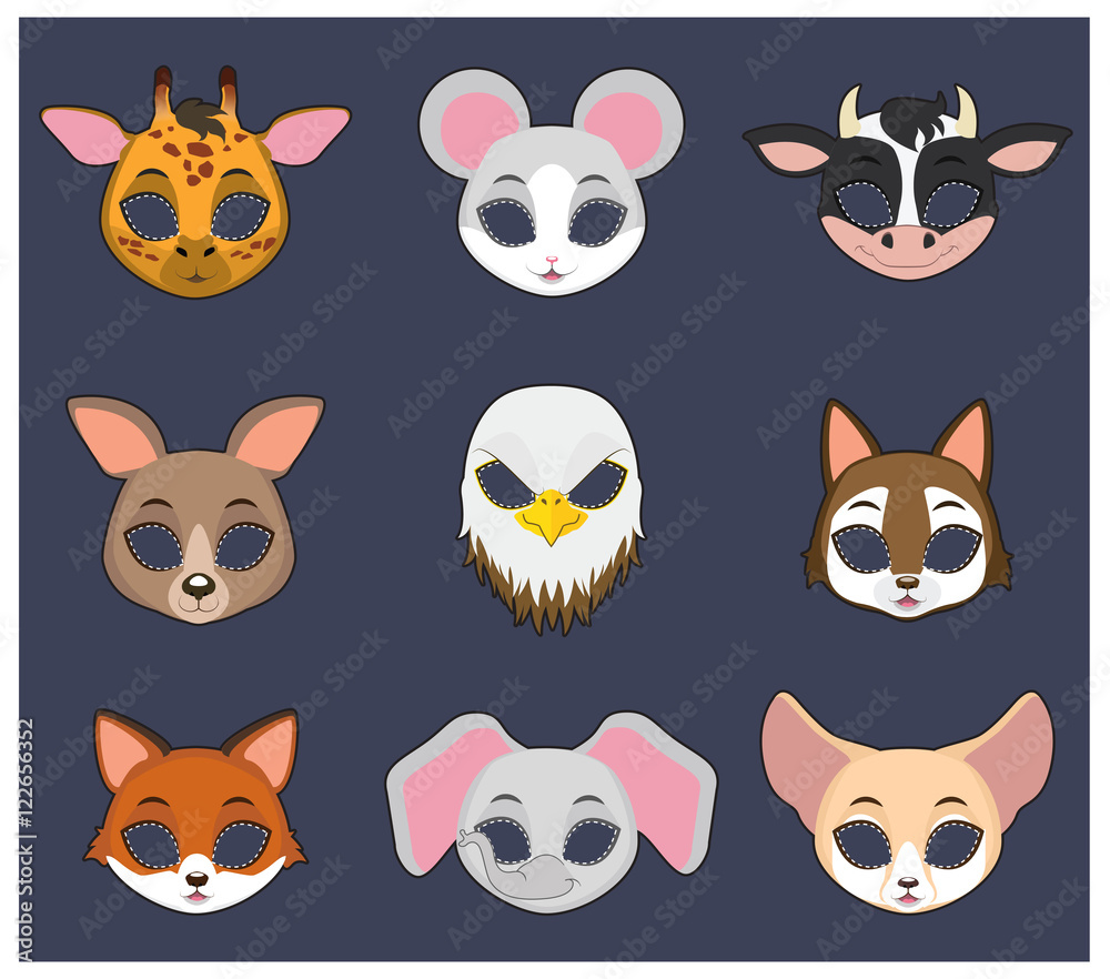 Animal mask set 4 for Halloween and various festivities