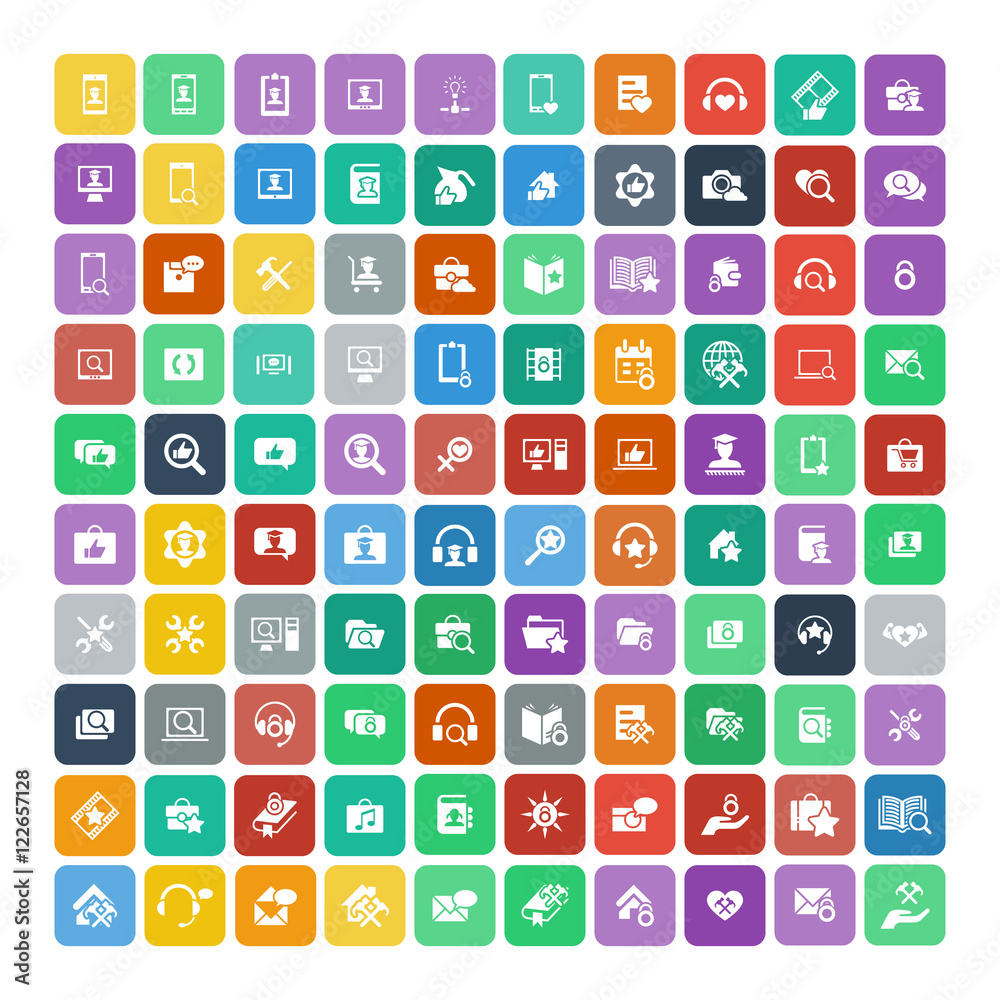 Set of 100 Universal Icons. Business, internet, web design.
