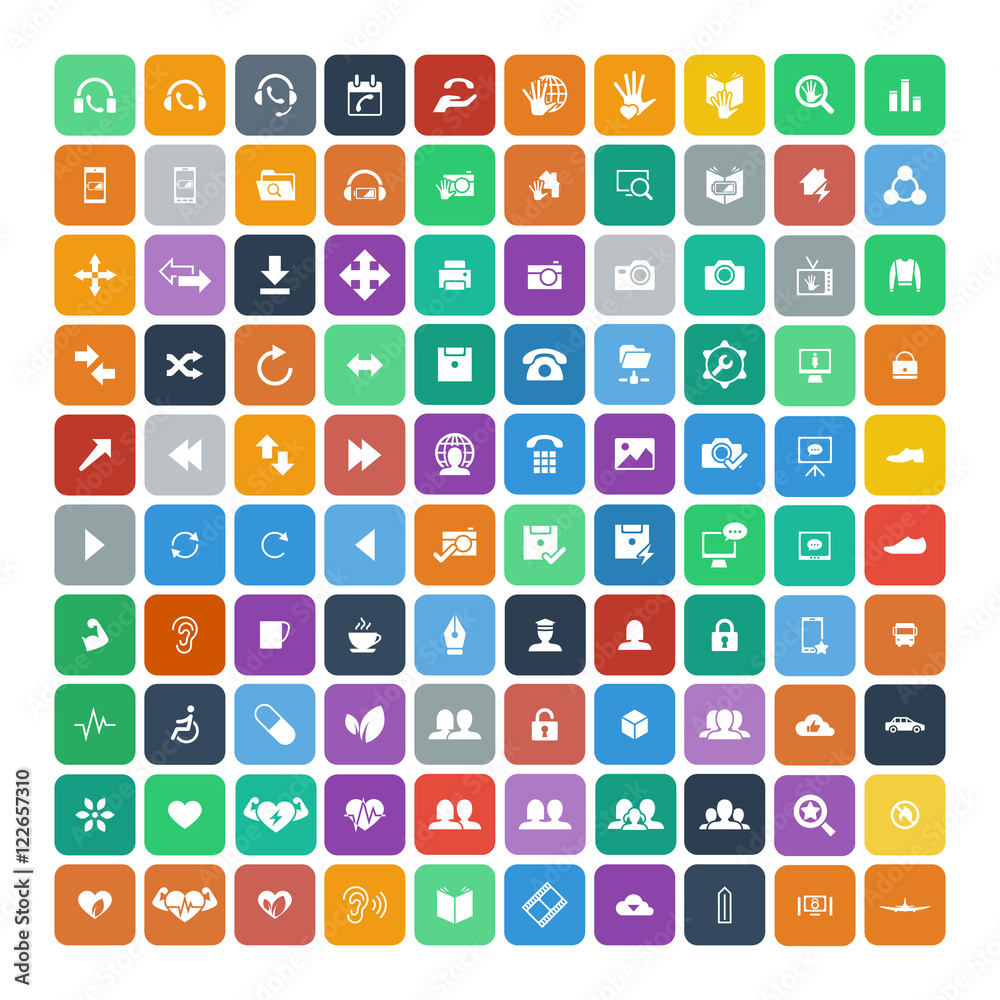 Set of 100 Universal Icons. Business, internet, web design.