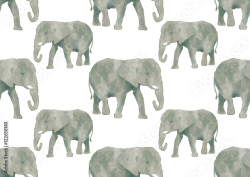 Photography Seamless watercolor pattern with elephants hand painted background