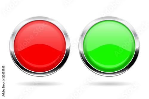 Green and red round buttons with chrome frame Free Download Green and red round buttons with chrome frame - GFXLoad